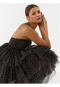 ROTATE Sukienka koktajlowa Mesh Mini Ruffle 111032100 Czarny Regular Fit. Kolor: czarny. Materiał: syntetyk. Styl: wizytowy. Długość: mini