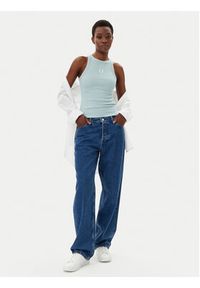 Calvin Klein Jeans Top J20J225302 Niebieski Slim Fit. Kolor: niebieski. Materiał: bawełna