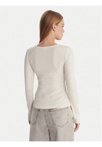 Guess Jeans Bluzka W6RP24 KA0H1 Écru Slim Fit. Materiał: bawełna #3