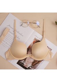 Intica - Biustonosz push-up z fiszbinami regulowanymi ramiączkami Dorthey. Kolor: beżowy. Materiał: materiał. Rodzaj stanika: biustonosz z fiszbinami, push-up