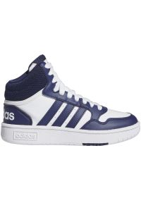 Adidas - Buty adidas Hoops 3.0 Mid IG3717 niebieskie. Okazja: na co dzień. Zapięcie: sznurówki. Kolor: niebieski. Materiał: guma, syntetyk, materiał. Szerokość cholewki: normalna