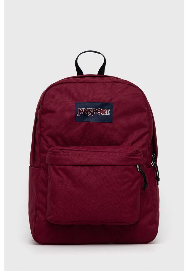 JanSport - Jansport plecak kolor bordowy duży gładki. Kolor: czerwony. Materiał: poliester. Wzór: gładki