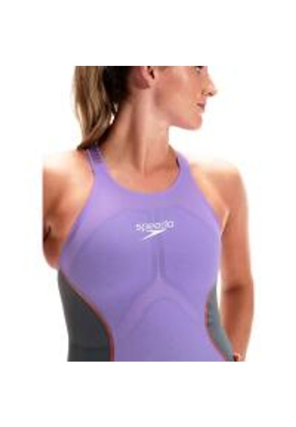 Strój pływacki Startowy Speedo Lzr Pure Intent. Kolor: wielokolorowy, fioletowy, szary. Materiał: poliamid, nylon, elastan