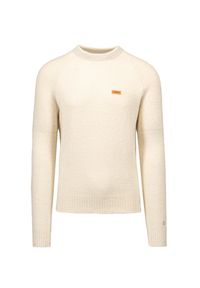 Napapijri - Sweter NAPAPIJRI DOUCLE C. Kolor: beżowy. Materiał: dzianina, wełna. Długość rękawa: raglanowy rękaw. Wzór: aplikacja. Sezon: zima #1