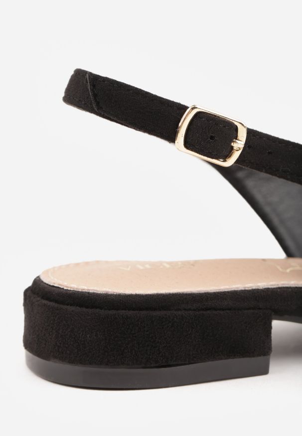 Born2be - Czarne Sandały Vices ze Skórzaną Wkładką i Noskiem w Szpic Anniles. Okazja: do pracy, na spotkanie biznesowe, na spacer. Zapięcie: pasek. Kolor: czarny. Materiał: skóra. Sezon: lato. Obcas: na obcasie. Styl: klasyczny, biznesowy, elegancki. Wysokość obcasa: niski