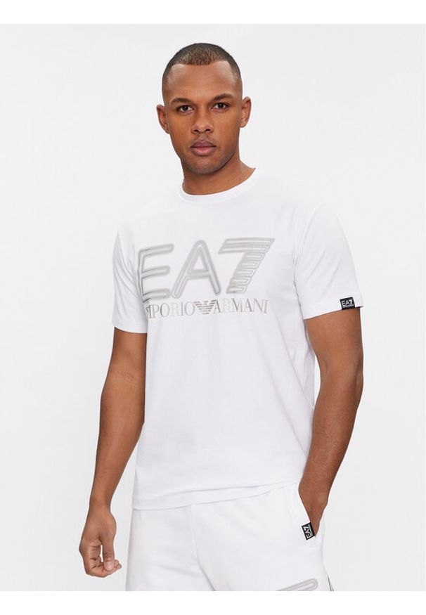 EA7 Emporio Armani T-Shirt 3DPT37 PJMUZ 1100 Biały Regular Fit. Kolor: biały. Materiał: bawełna