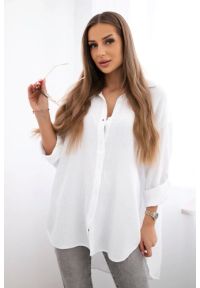 Kesi Włoski - Koszula bawełniana muślinowa biała. Kolor: biały. Materiał: bawełna