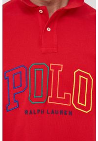 Polo Ralph Lauren polo bawełniane kolor czerwony z aplikacją. Typ kołnierza: polo. Kolor: czerwony. Materiał: bawełna. Długość: krótkie. Wzór: aplikacja #6
