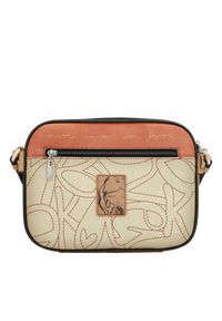 Pomarańczowa Stylowa Torebka Damska Anekke. Kolor: pomarańczowy. Wzór: kolorowy, aplikacja, nadruk. Dodatki: z breloczkiem. Styl: elegancki. Rodzaj torebki: na ramię #4