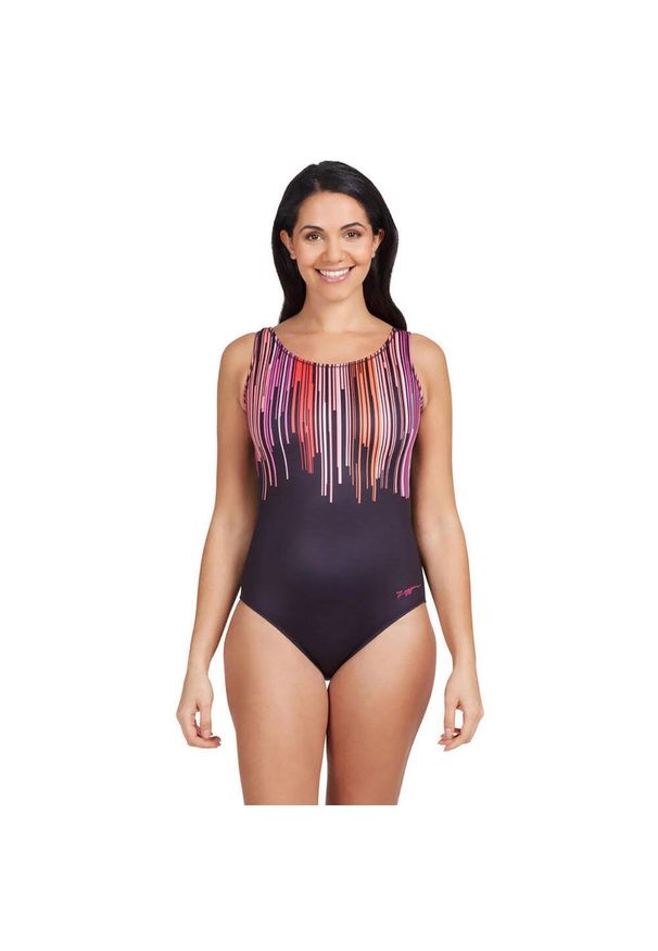 ZOGGS - Zoggs Morocco Scoopback Swimsuit – Rozmiar 32. Kolor: czarny. Wzór: nadruk