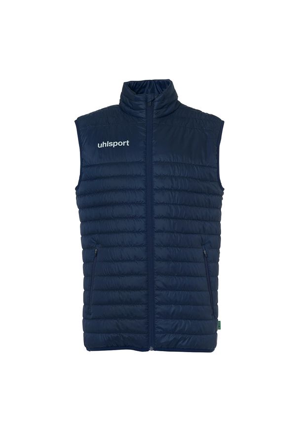 UHLSPORT - Kurtka puchowa bez rękawów Uhlsport Essential Ultra Lite. Kolor: niebieski, czarny, wielokolorowy. Materiał: puch. Długość rękawa: bez rękawów. Sport: piłka nożna