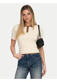 only - ONLY Polo Meddi 15363165 Beżowy Slim Fit. Typ kołnierza: polo. Kolor: beżowy. Materiał: syntetyk #1