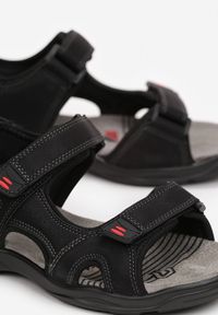 Born2be - Czarno-Czerwone Sandały Ancilles. Nosek buta: otwarty. Kolor: czarny. Materiał: skóra ekologiczna. Styl: sportowy #3