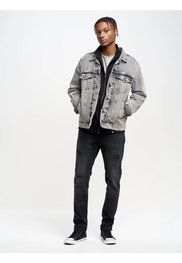 Big-Star - Bluza męska rozpinana czarna Madorol 906. Kolor: czarny. Materiał: jeans, dresówka, denim. Styl: klasyczny, sportowy, elegancki