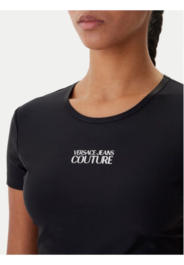 Versace Jeans Couture T-Shirt 80HAH6A2 J0128 Czarny Slim Fit. Kolor: czarny. Materiał: syntetyk