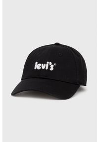 Levi's® - Levi's czapka bawełniana kolor czarny z aplikacją. Kolor: czarny. Materiał: bawełna. Wzór: aplikacja. Styl: biznesowy