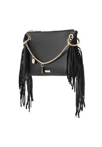 Ochnik - Torebka damska. Kolor: czarny. Dodatki: z frędzlami. Materiał: skórzane. Rodzaj torebki: na ramię #4