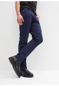 bonprix - Spodnie ze stretchem Regular Fit Straight. Kolor: niebieski. Materiał: skóra