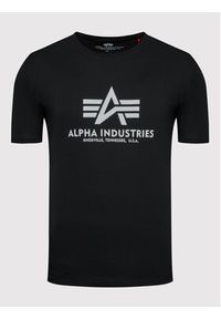 Alpha Industries T-Shirt Basic Reflective Print 100501RP Czarny Regular Fit. Kolor: czarny. Materiał: bawełna. Wzór: nadruk #5