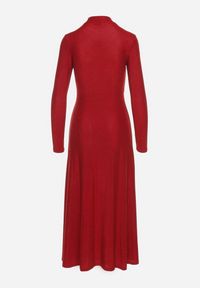 Born2be - Bordowa Sukienka z Wiskozą Ozdobiona Brokatem w Eleganckim Stylu Werirra. Okazja: na imprezę. Kolor: czerwony. Materiał: wiskoza. Wzór: aplikacja. Styl: elegancki #7