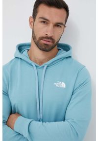 The North Face bluza bawełniana męska kolor turkusowy z kapturem z nadrukiem. Okazja: na co dzień. Typ kołnierza: kaptur. Kolor: turkusowy. Materiał: bawełna. Wzór: nadruk. Styl: casual #1