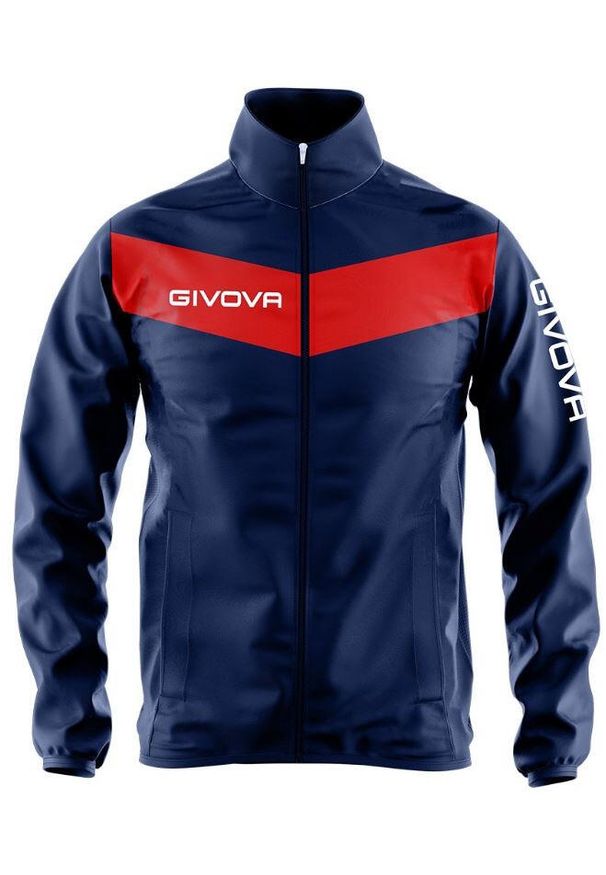 Wodoodporna kurtka deszczowa Givova niebiesko-czerwona XL dla mężczyzn. Kolor: czerwony, niebieski, wielokolorowy. Materiał: włókno, nylon. Styl: elegancki