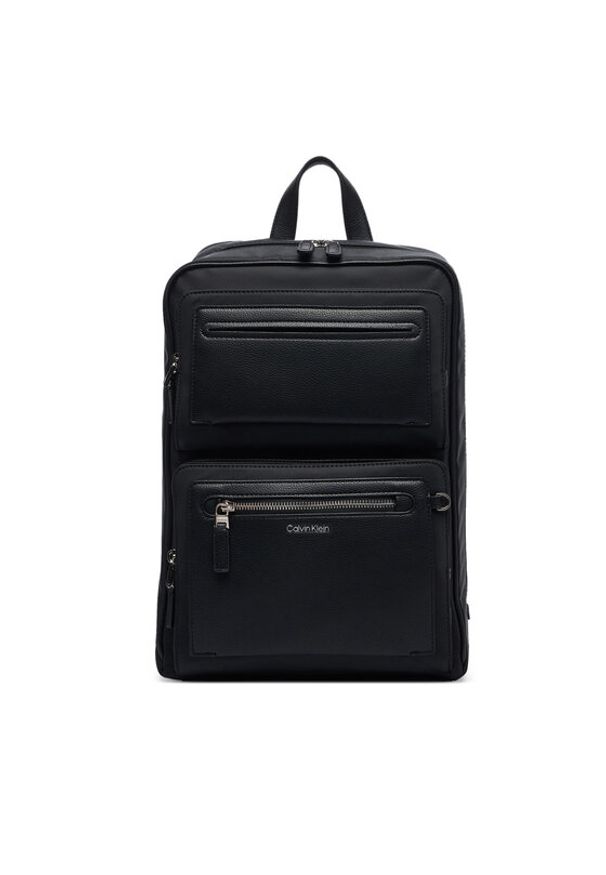 Calvin Klein Plecak Ssnl Raised Logo Double Pocket B LV04D3498G Czarny. Kolor: czarny. Materiał: skóra