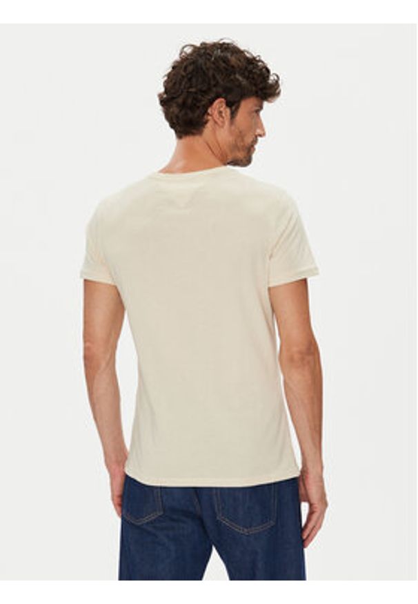 Tommy Jeans T-Shirt DM0DM04411 Beżowy Slim Fit. Kolor: beżowy. Materiał: bawełna
