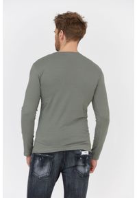 Emporio Armani - EMPORIO ARMANI Zielony longsleeve męski z granatowym logo. Kolor: zielony. Materiał: prążkowany. Długość rękawa: długi rękaw #3