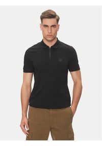 BOSS Polo Passerzip 50537507 Czarny Slim Fit. Typ kołnierza: polo. Kolor: czarny. Materiał: bawełna