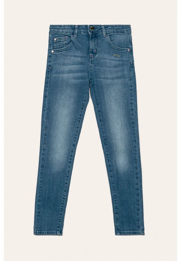 Guess Jeans - Jeansy dziecięce 125-175 cm. Kolor: niebieski. Materiał: bawełna, jeans, denim, materiał, elastan, poliester