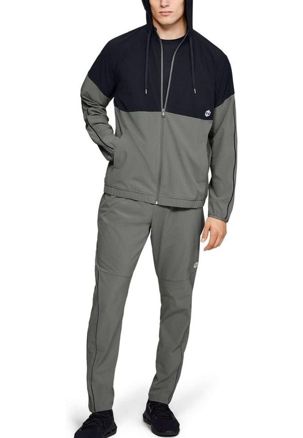 Kurtka sportowa męska Under Armour Recover Woven Warm-Up. Kolor: szary. Materiał: poliester, elastan