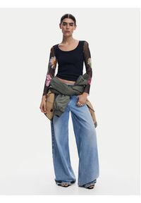 Desigual Bluzka Flint 25SWTK93 Czarny Slim Fit. Kolor: czarny. Materiał: bawełna