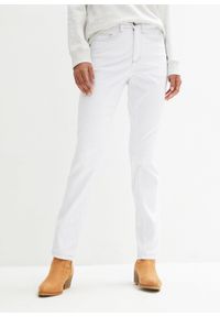 bonprix - Dżinsy ze stretchem Straight, mid waist. Kolor: biały #1