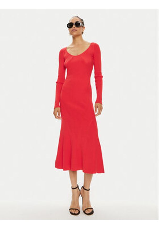 Pinko Sukienka dzianinowa Aloe Abito 102800 A170 Czerwony Slim Fit. Kolor: czerwony. Materiał: syntetyk