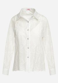 Born2be - Biała Bawełniana Koszula Ażurowa z Topem na Cienkich Ramiączkach Leassen. Kolor: biały. Materiał: bawełna. Długość rękawa: na ramiączkach. Wzór: ażurowy. Styl: boho #4