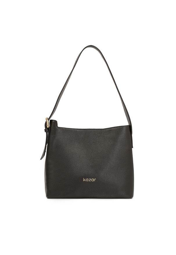 Kazar - Skórzana czarna torebka w minimalistyczny stylu. Kolor: czarny. Materiał: skórzane. Styl: casual, klasyczny. Rodzaj torebki: na ramię