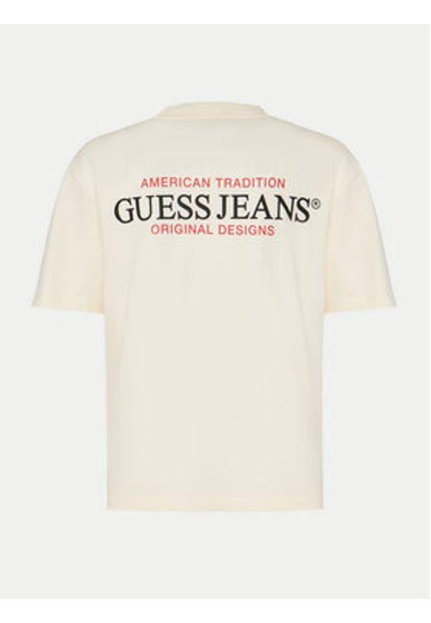 Guess Jeans T-Shirt M4BI75 K8FQ4 Écru Overshirt Fit. Materiał: bawełna