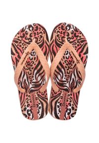 Ipanema Jr Temas klapki dziecięce animal print pomarańczowe rozmiar 37. Kolor: pomarańczowy, różowy, wielokolorowy. Wzór: nadruk. Styl: sportowy #1