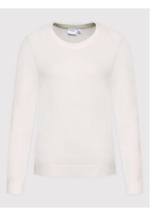 Vila Sweter Ril 14054177 Biały Regular Fit. Kolor: biały. Materiał: wiskoza