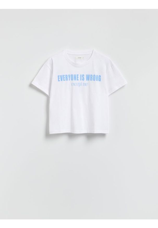 Reserved - T-shirt z nadrukiem - kremowy. Kolor: kremowy. Materiał: bawełna, dzianina. Wzór: nadruk