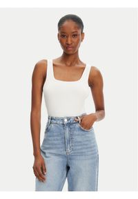 TOMMY HILFIGER - Tommy Hilfiger Top WW0WW45444 Biały Slim Fit. Kolor: biały. Materiał: wiskoza