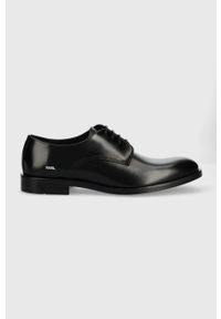 Karl Lagerfeld półbuty skórzane URANO IV męskie kolor czarny. Nosek buta: okrągły. Zapięcie: sznurówki. Kolor: czarny. Materiał: skóra