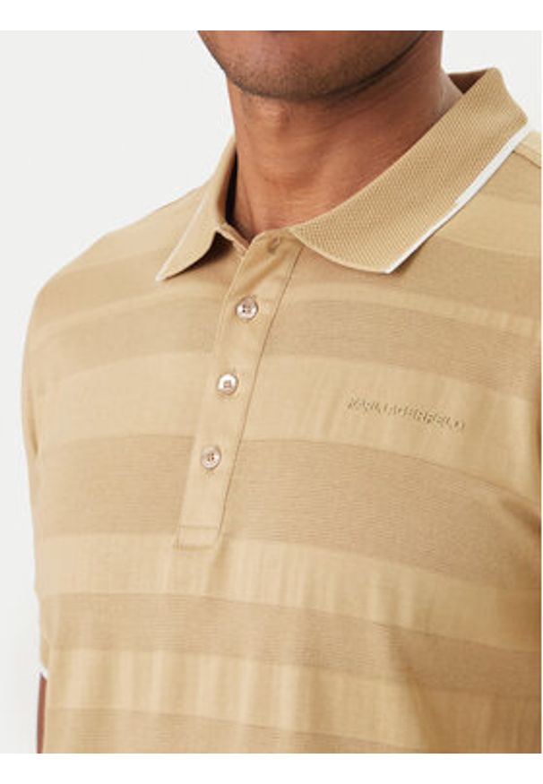 Karl Lagerfeld - KARL LAGERFELD Polo 745006 562201 Beżowy Regular Fit. Typ kołnierza: polo. Kolor: beżowy. Materiał: bawełna