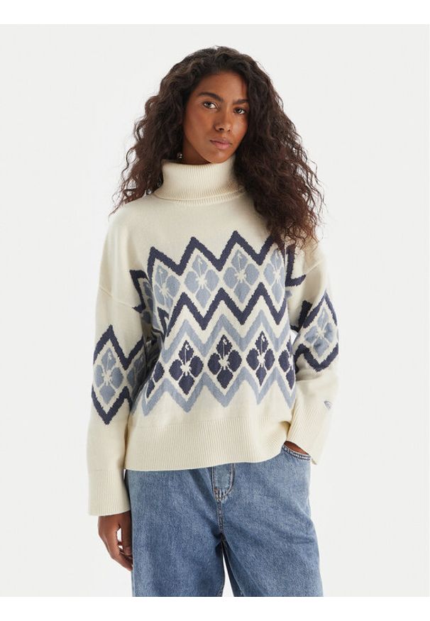 Roxy Golf Saltwater Lover ERJSW03673 Écru Regular Fit. Typ kołnierza: golf. Materiał: wiskoza