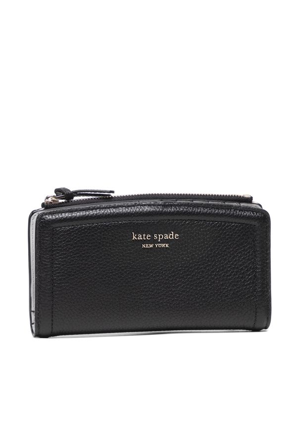Duży Portfel Damski Kate Spade Zip Slim Wallet K5613 Black 001. Kolor: czarny. Materiał: skóra