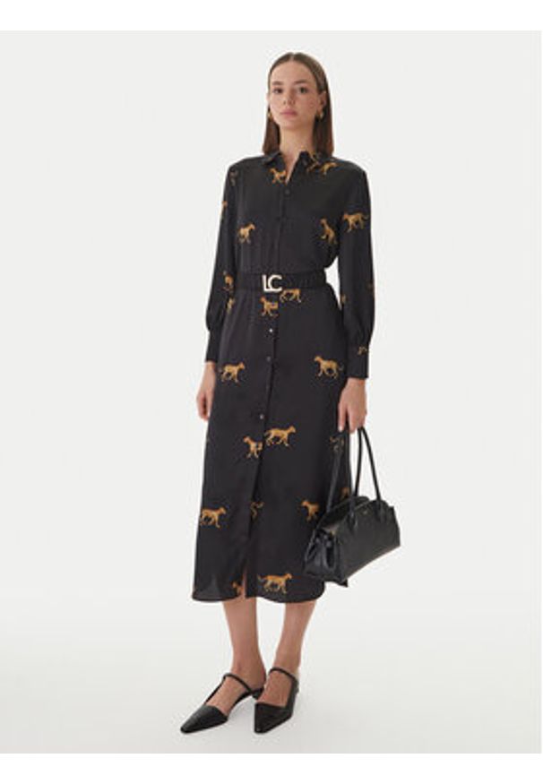 LOLA CASADEMUNT Sukienka koszulowa LS2616091 Czarny Regular Fit. Kolor: czarny. Materiał: syntetyk. Typ sukienki: koszulowe