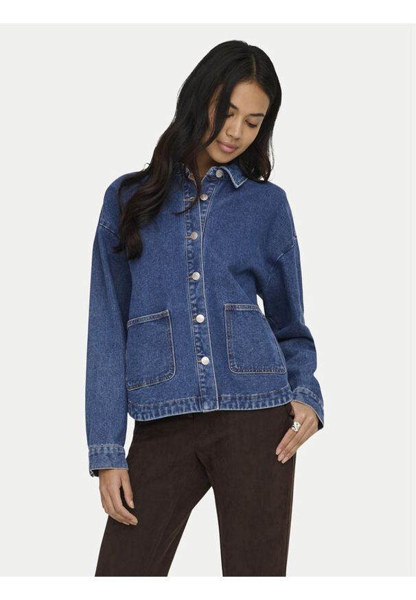 only - ONLY Kurtka jeansowa Lara 15372651 Granatowy Regular Fit. Kolor: niebieski. Materiał: bawełna