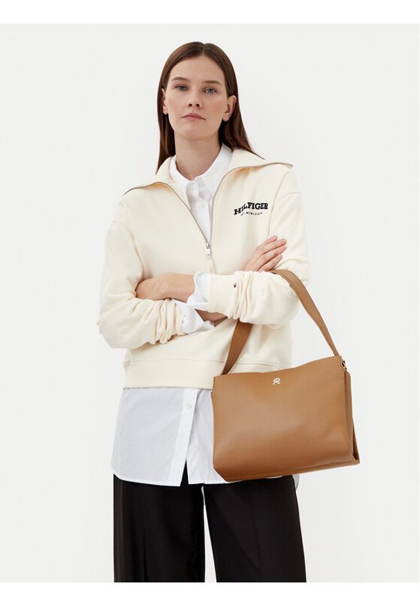 TOMMY HILFIGER - Tommy Hilfiger Torebka Th Legacy Med Satchel AW0AW17173 Brązowy. Kolor: brązowy. Materiał: skórzane