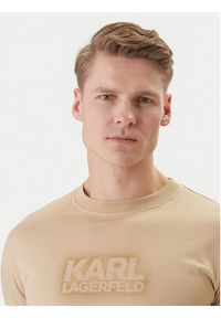 Karl Lagerfeld - KARL LAGERFELD T-Shirt 755060 562242 Beżowy Regular Fit. Typ kołnierza: dekolt w karo. Kolor: beżowy. Materiał: bawełna #3